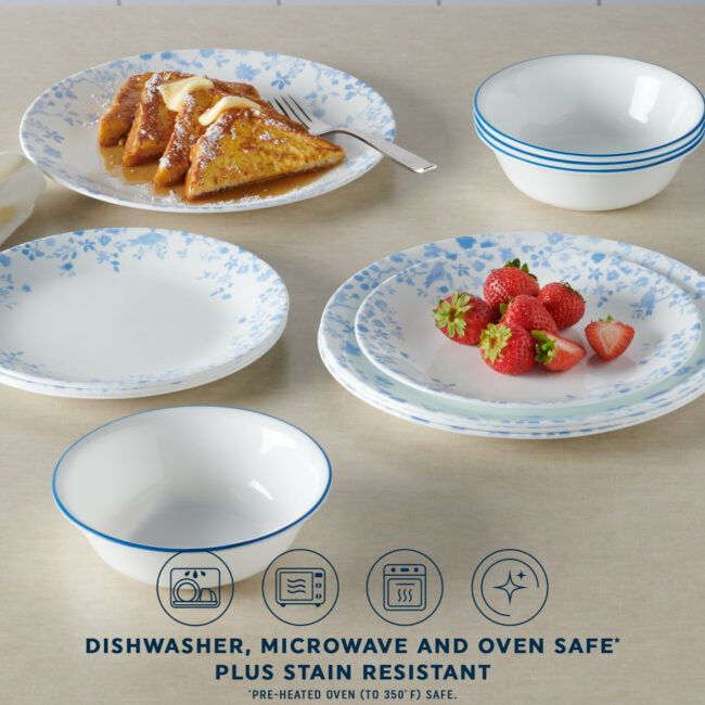 Corelle Blue Garden Song Dinnerware Set 12pc