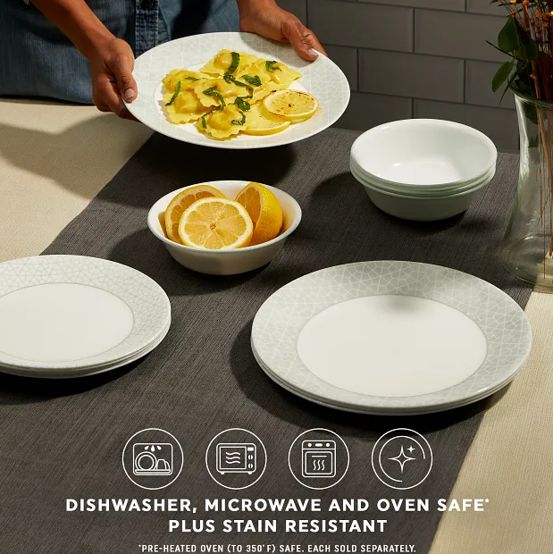 Corelle Green Square Amalie Dinnerware Set 16pc