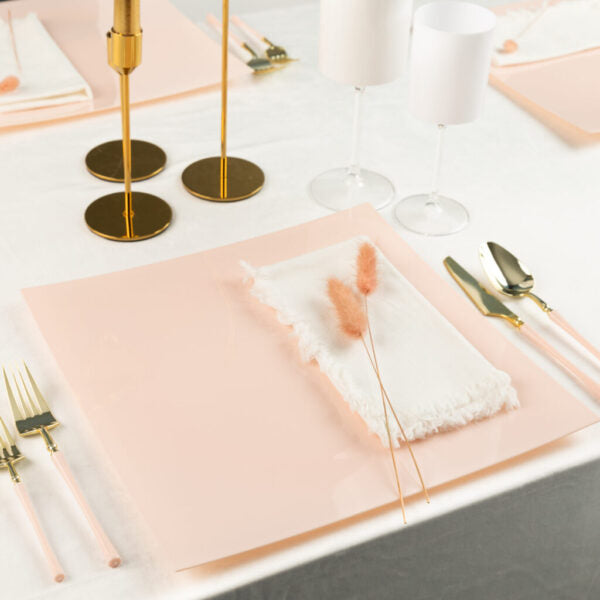 Square Pink Plastic Chargers 13″ 4pc