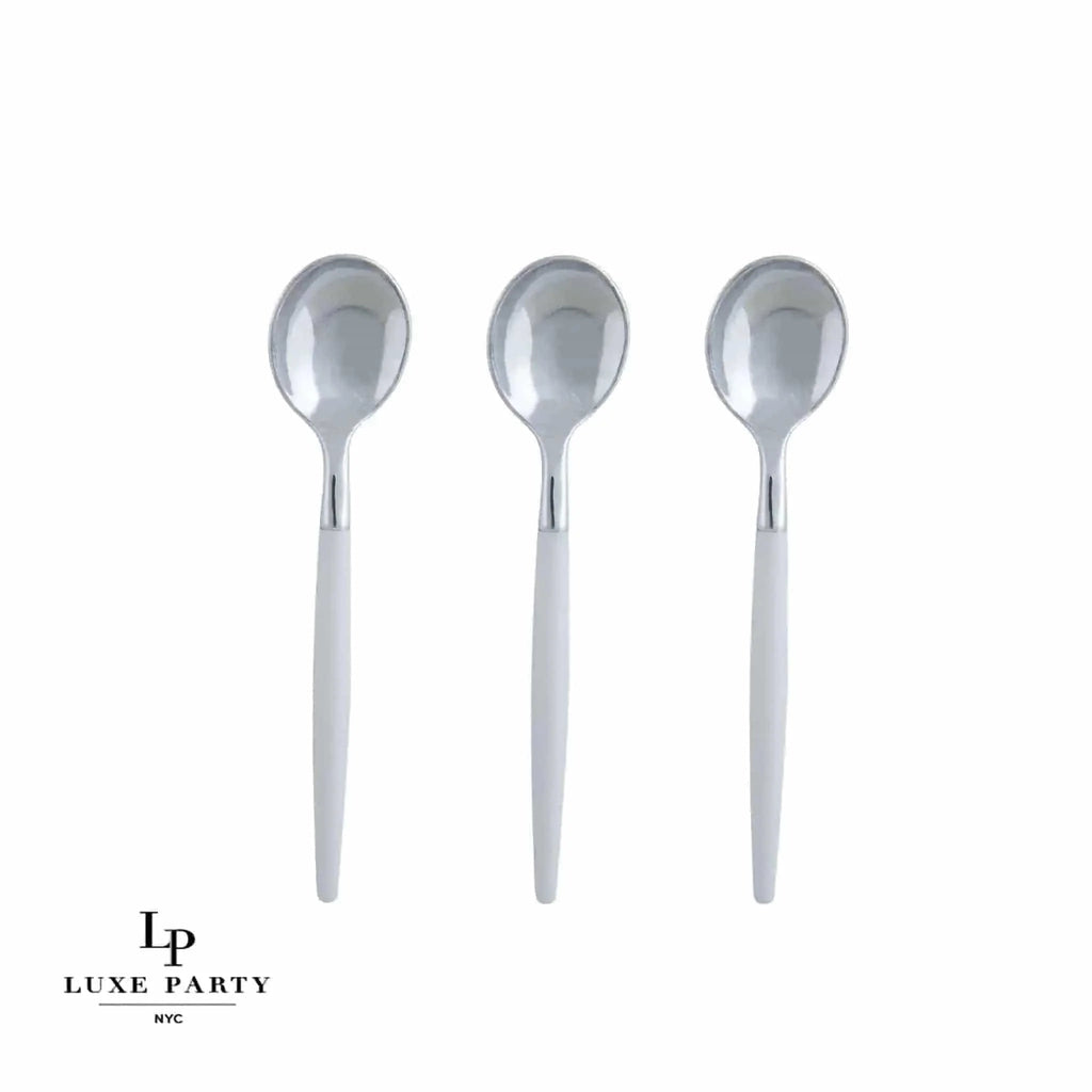 Luxe Party Clear/Silver Plastic Mini Spoons 20pc - The Cuisinet