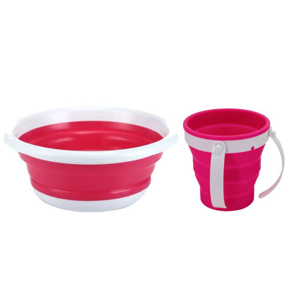 Collapsible Space Saving Plastic Wash Set 2pc