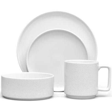 Noritake White ColorTex Dinnerware Set 4pc service for 1