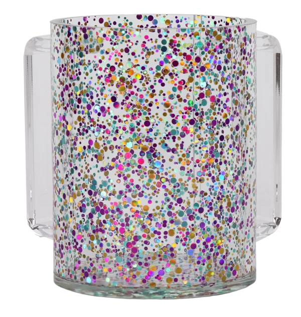 Colorful Glitter Acrylic Wash Cup With Clear Handles - The Cuisinet
