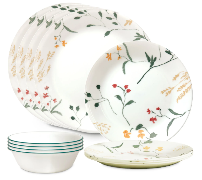 Corelle Green Wildflower Scatter Dinnerware Set 12pc – The Cuisinet