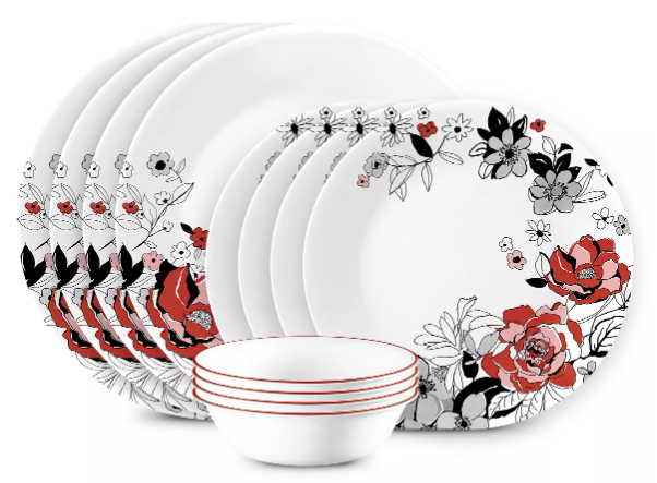 Design Corelle Modern Dinnerware Corelle Red Chelsea Rose