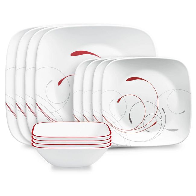 Corelle Red Splendor Square Dinnerware Set 12pc – The Cuisinet