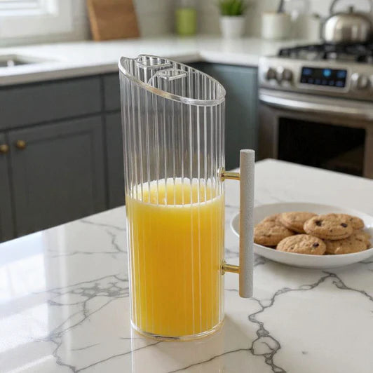 White Lucite Pitcher with Leatherette Handle 53oz 1pc