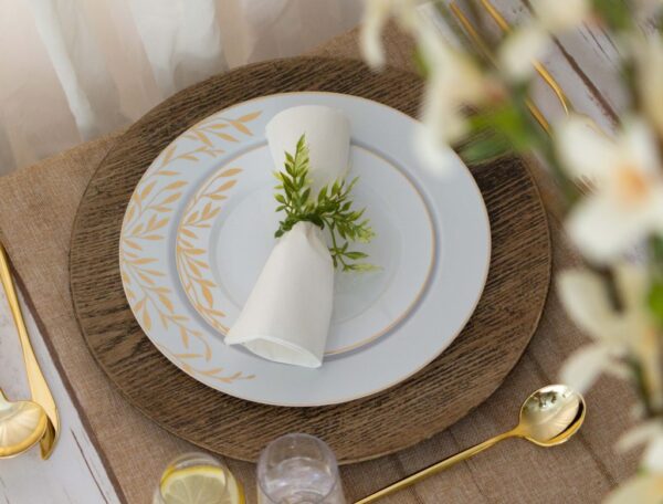 Foliage White/Gold ComboPlates 7.5″ & 10″ 32pc