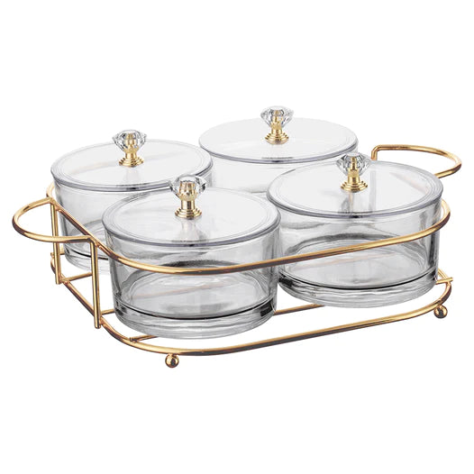 Elaborate Bowls with Covers and Tray Set 5pc - The Cuisinet