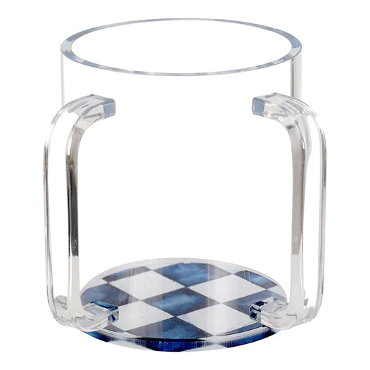 Bt Shalom Clear/Blue Checked Washcup - The Cuisinet