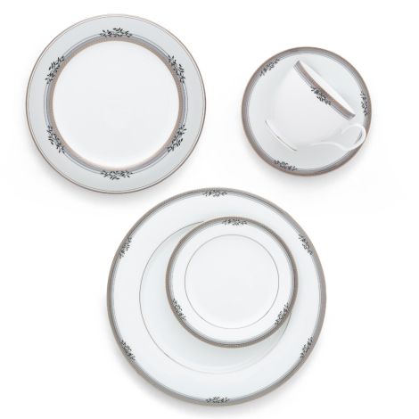Noritake Silver Laurelvale Dinnerware Set 5pc