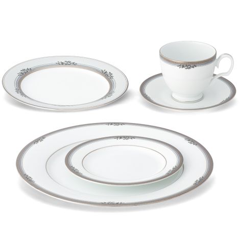 Noritake Silver Laurelvale Dinnerware Set 5pc