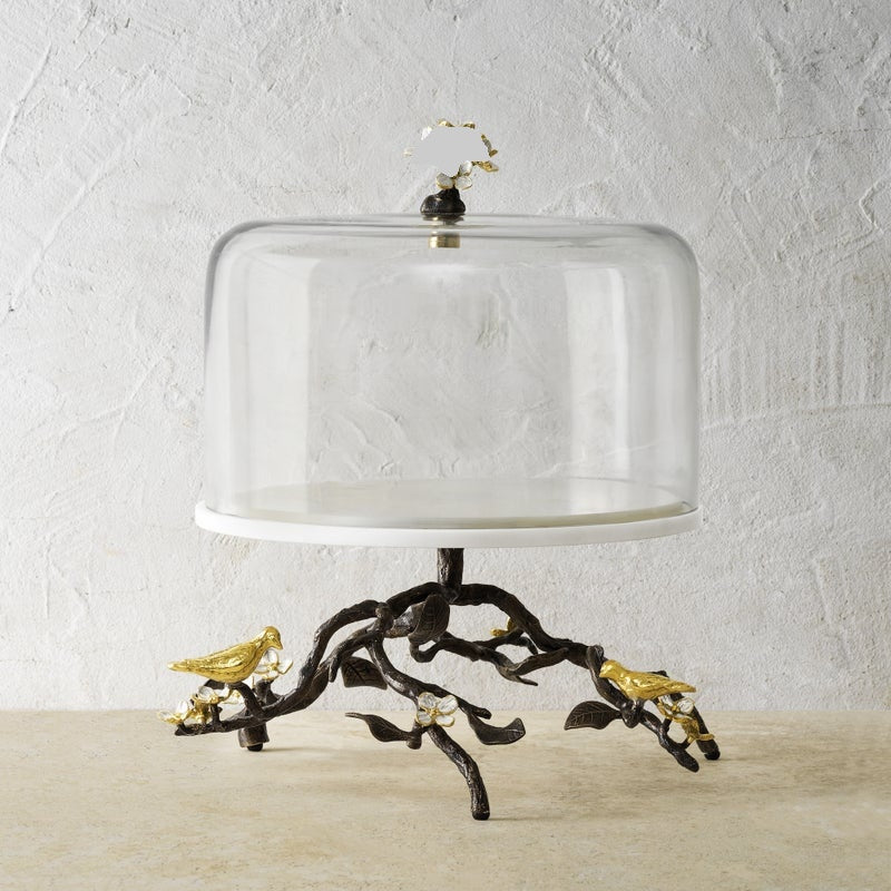 Michael Aram Lovebirds Cake Stand with Dome 10.25" 2pc