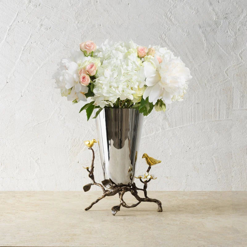 Michael Aram Silver Lovebirds Vase 8.5" 1pc