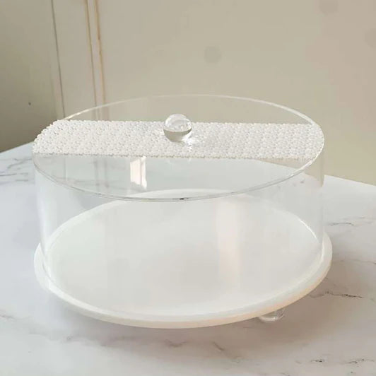 White Lucite Laser Cut Cake Dome 12.5" 1pc