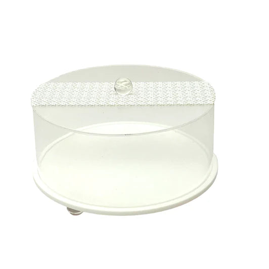 White Lucite Laser Cut Cake Dome 12.5" 1pc