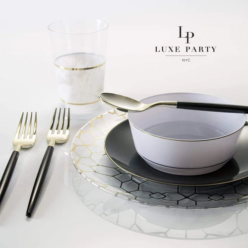 Luxe Party Clear/Gold Soup Bowls 14oz 10pc - The Cuisinet
