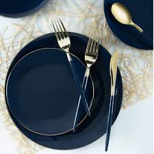 Luxe Party Navy/Gold Dinner Plates 10.25" 10pc - The Cuisinet
