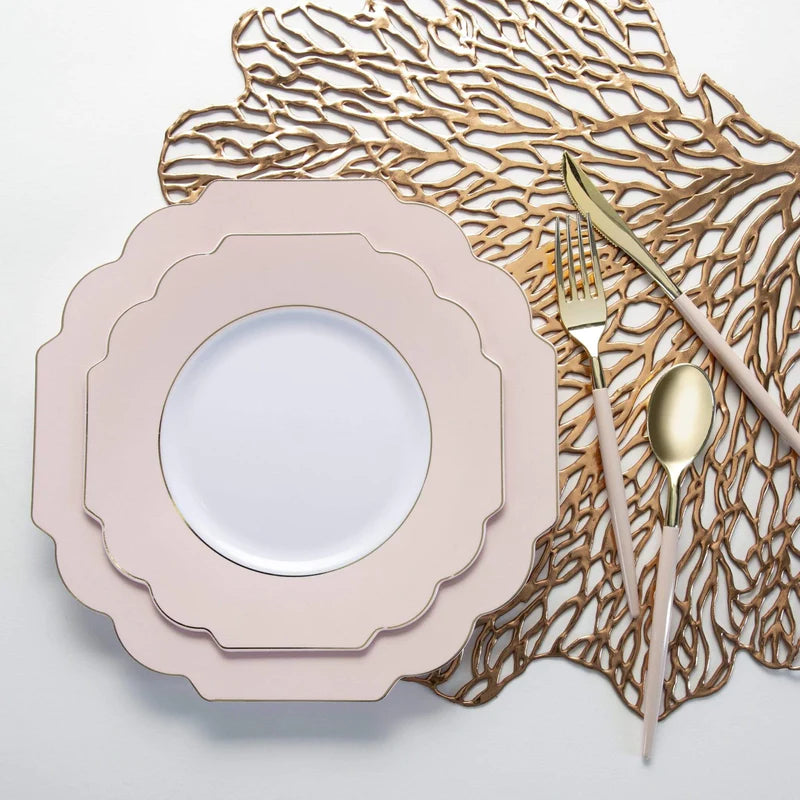 Luxe Party Pink/Gold Scallop Dinner Plates 10.7" 10pc - The Cuisinet