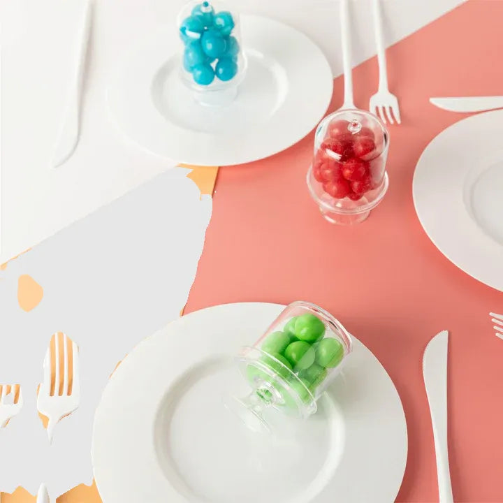 MINI CAKE DISH SHAPED ACRYLIC CANDY BOXES 3.5" 8pc