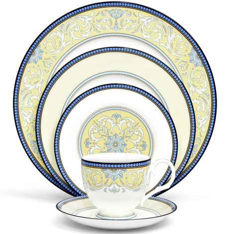 Noritake Blue Menorca Palace Dinnerware Set 5-Pc Service for 1