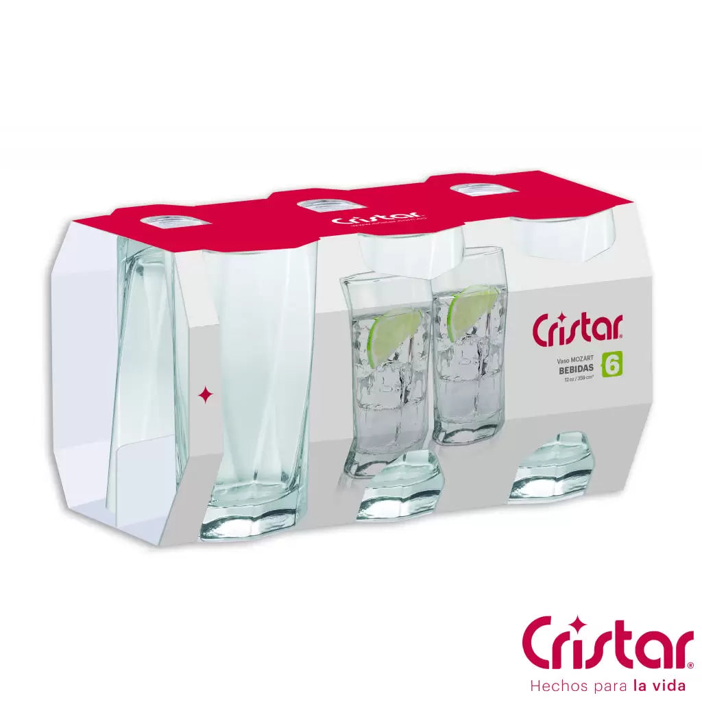 Cristar Glass Drinking Tumblers 12oz 6pc