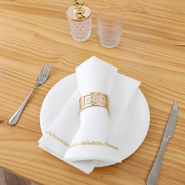 Majestic WHite/Gold Cloth Napkin 1pc