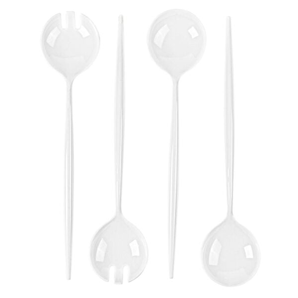 Novelty White Serving Spoon & Spork 4pc
