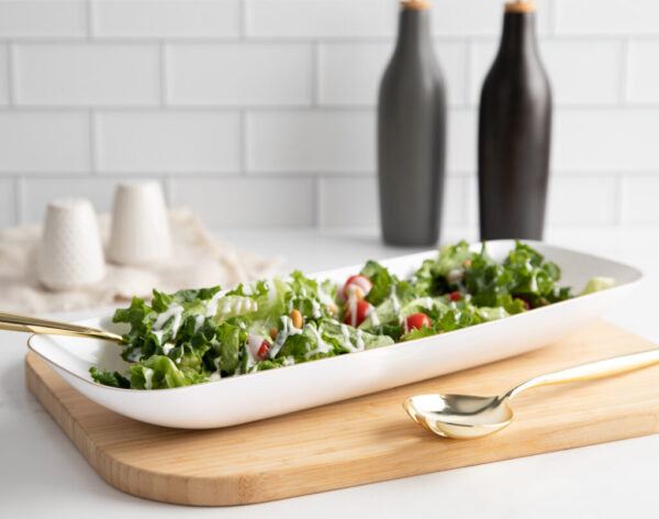 Organic White/Gold  Salad Bowl 76oz 1pc - The Cuisinet