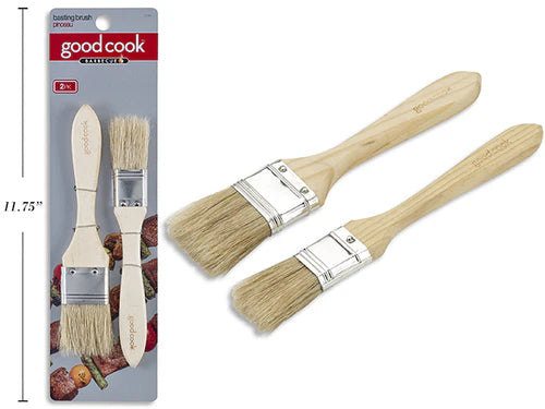 Wood Pastry And Basting Brush Set 2pc