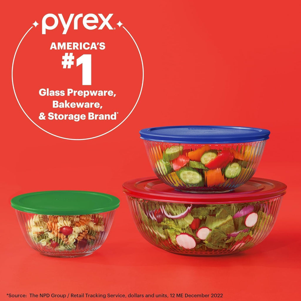 Pyrex Sculpted Glass Mixing Bowls 6pc