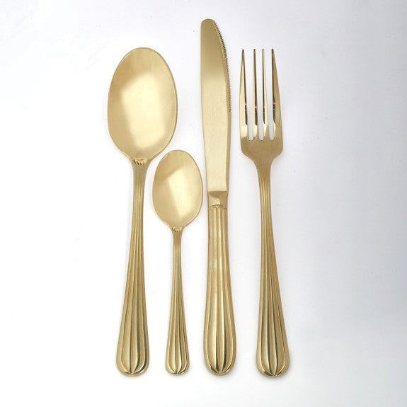 Gold Stainless Steel Renoir Flatware Set 16pc