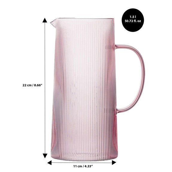 Brilliant Pink Ribbed Pitcher 1.5L 1pc