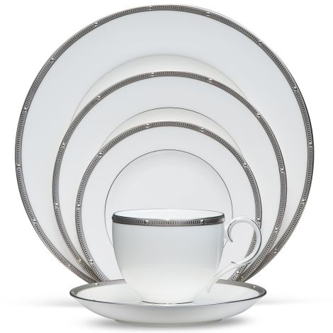 Noritake Silver Rochelle Platinum Dinnerware Set 5pc Service for 1