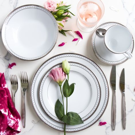 Noritake Silver Rochester Platinum Dinnerware Set