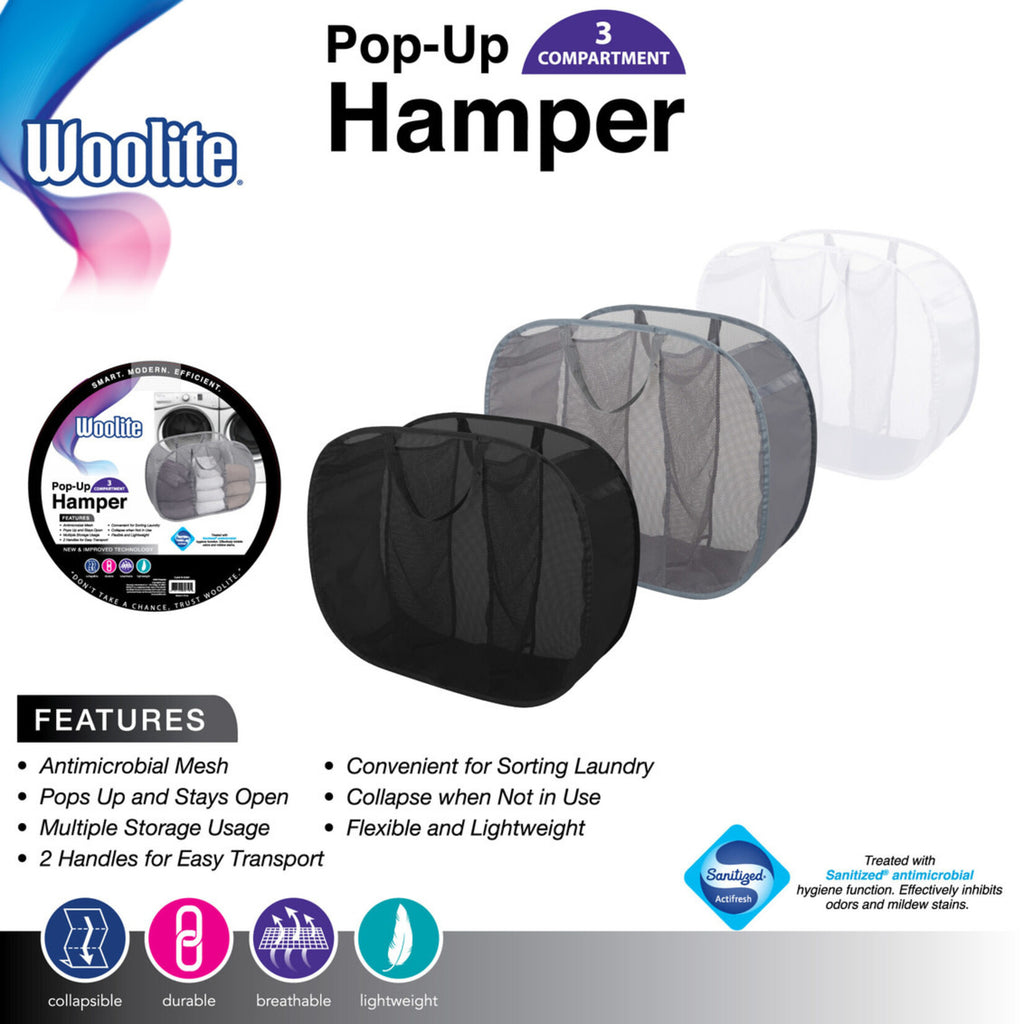 Woolite Pop Up Hamper 3 Compartment 1pc - The Cuisinet