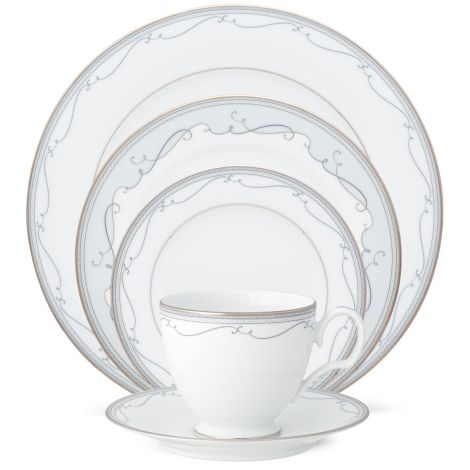 Noritake Gold Satin Flourish Dinnerware Set 5-Pc Service for 1