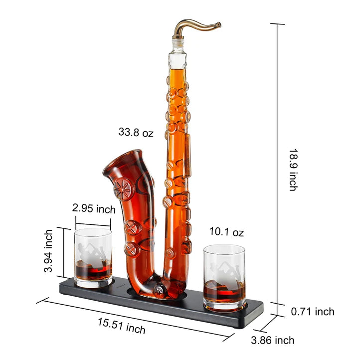 The Wine Savant Saxophone Decanter Set 34oz 4pc