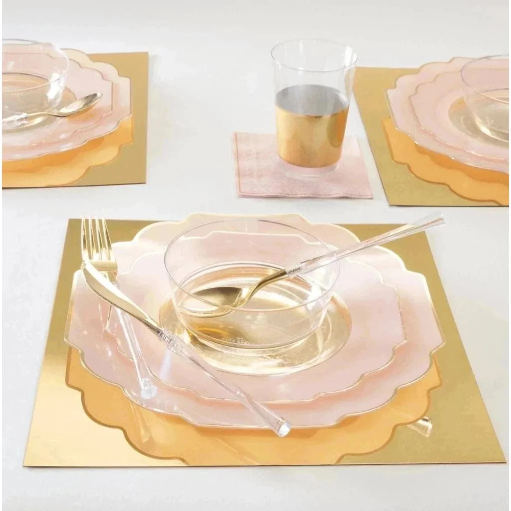 Luxe Party Pink/Clear Scalloped Salad Plates 8.5" 10pc