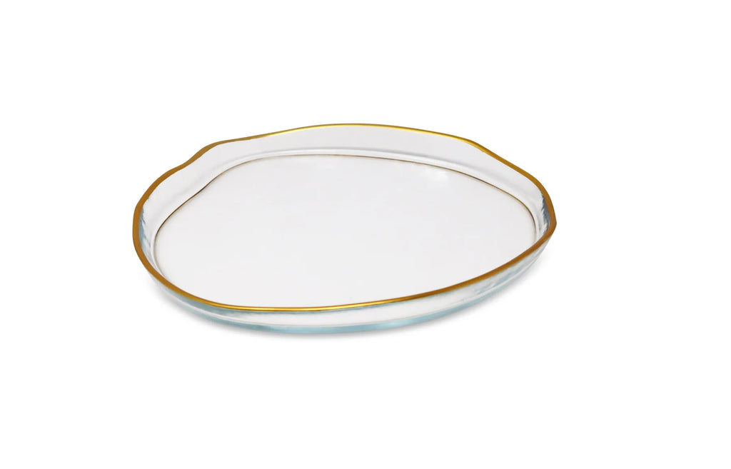 Vivience White/Gold Organic Shaped Charger Plates 13" 4pc - The Cuisinet