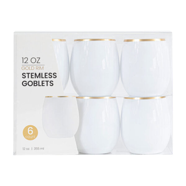 Stemless Goblets White Gold 12 oz 6pc - The Cuisinet