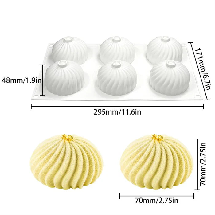 White Silicone Swirl Hemisphere Mold 1pc