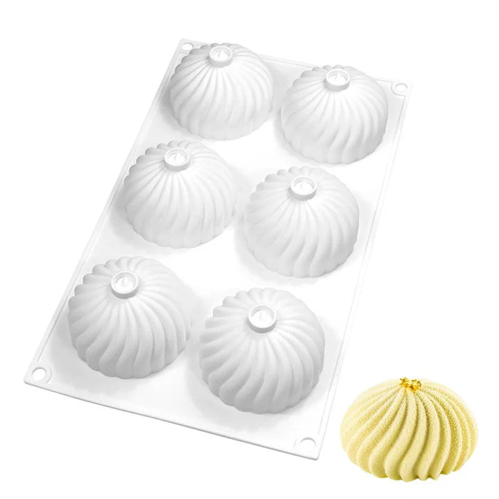 White Silicone Swirl Hemisphere Mold 1pc