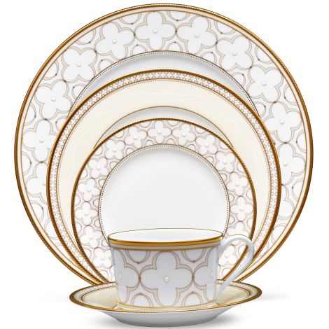 Noritake Gold Trefolio Dinnerware Set 5pc Service for 1