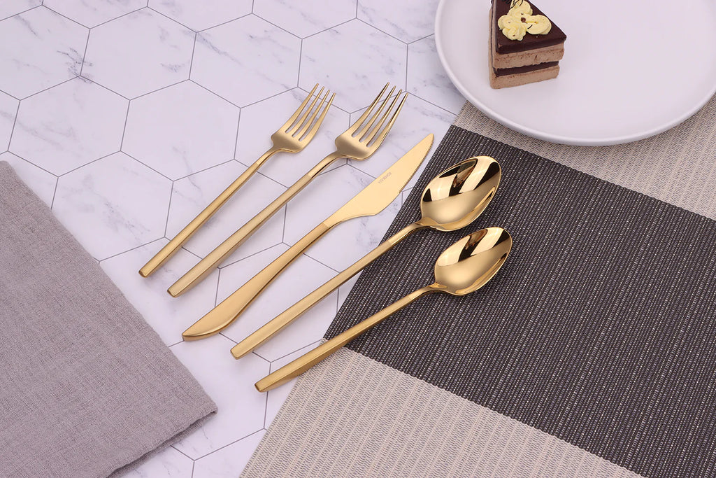 Vivience Gold Crownex Flatware Set 20Pc