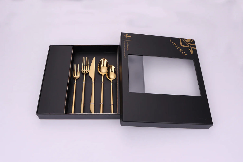 Vivience Gold Crownex Flatware Set 20Pc
