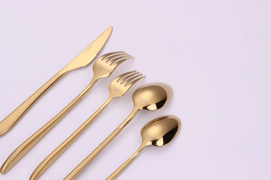 Vivience Gold Crownex Flatware Set 20Pc