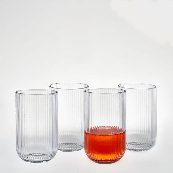 Clear Vintage Highball Glass 420ml 4pc