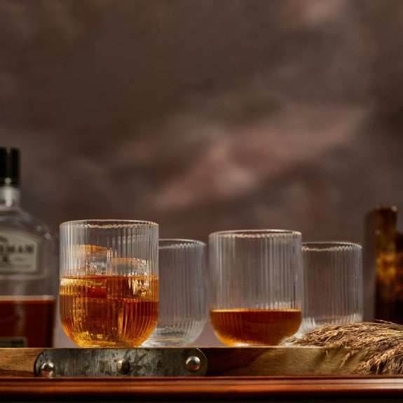 Clear Vintage Old Fashioned Glass 275ml 4pc