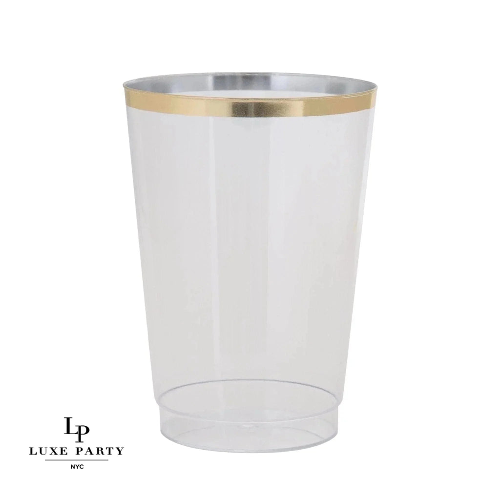 Luxe Party Clear/Gold Plastic Tumblers 9oz 20pc - The Cuisinet